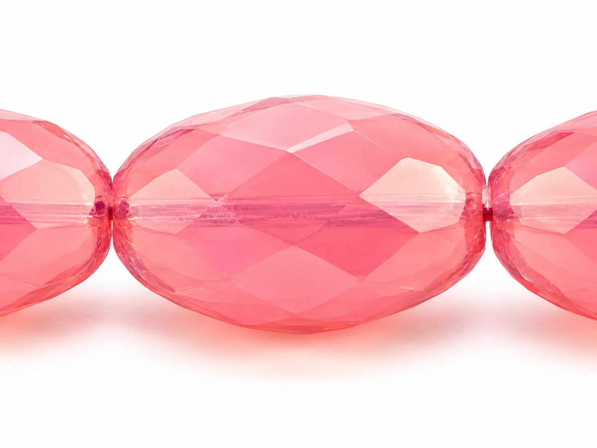 Oval Faceted Beads, Opal Pink (71010), Glass, Czech Republic