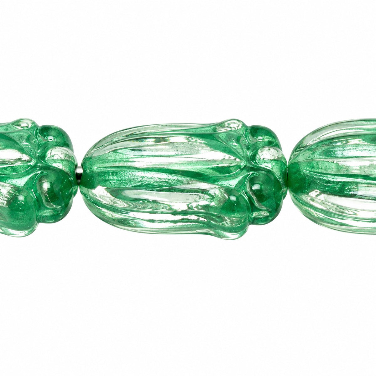 Tulip Flower Beads, Crystal Green Lined (00030-54322), Glass, Czech Republic