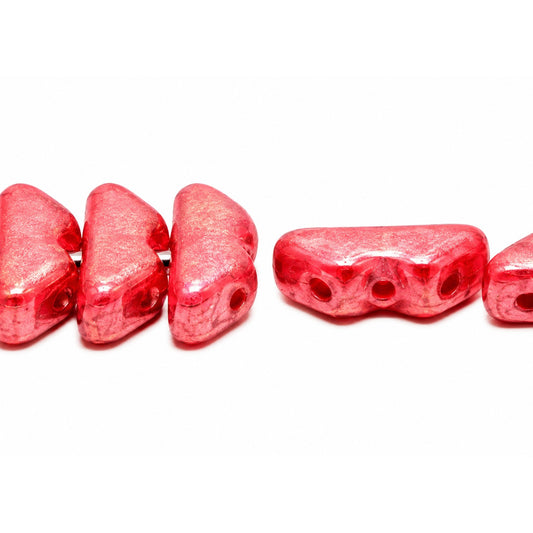 3-Hole Pressed Beads, Red Hematite (93190-14400), Glass, Czech Republic