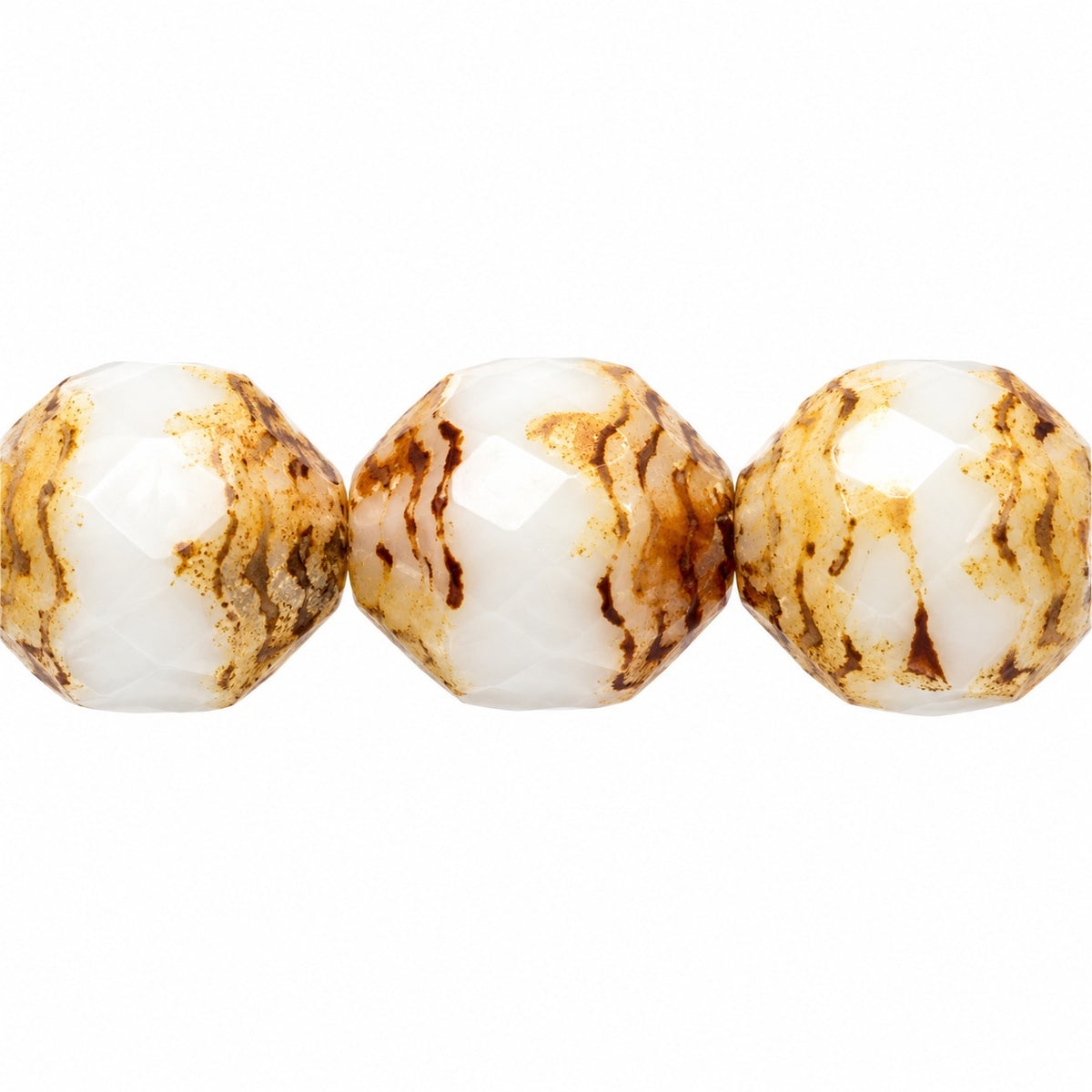 Special Cut Faceted Fire Polished Beads, Chalk White Stain Strong (03000-86805), Glass, Czech Republic