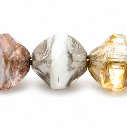 Special Cut Faceted Fire Polished Beads. Smashed, X3143 Platin (x3143-13702), Glass, Czech Republic