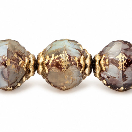 Wasp Special Cut Faceted Fire Polished Beads, X1333 Gold Lined (x1333-54202), Glass, Czech Republic