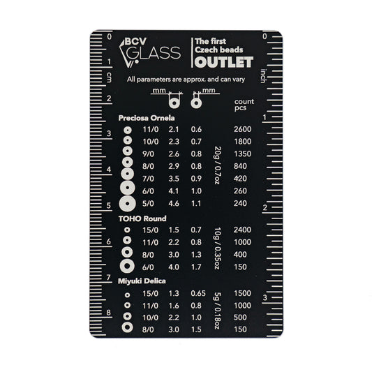 Size Card with Ruler, Black, Aluminium