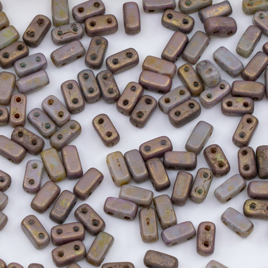 OUTLET 250g/50g 2-Hole Half Tile Rectangle Brick Beads, 3 x 6 mm, Turquise 84695 (63100-84695), Glass, Czech Republic