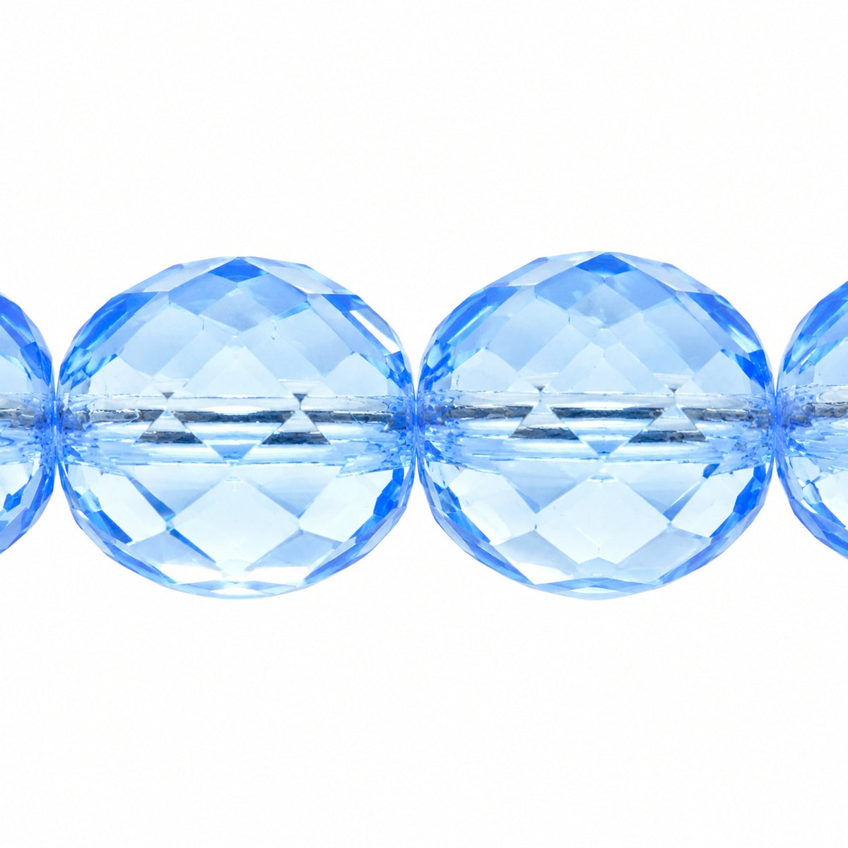 Faceted Round Fire Polished Beads, Transparent Blue (30010), Glass, Czech Republic