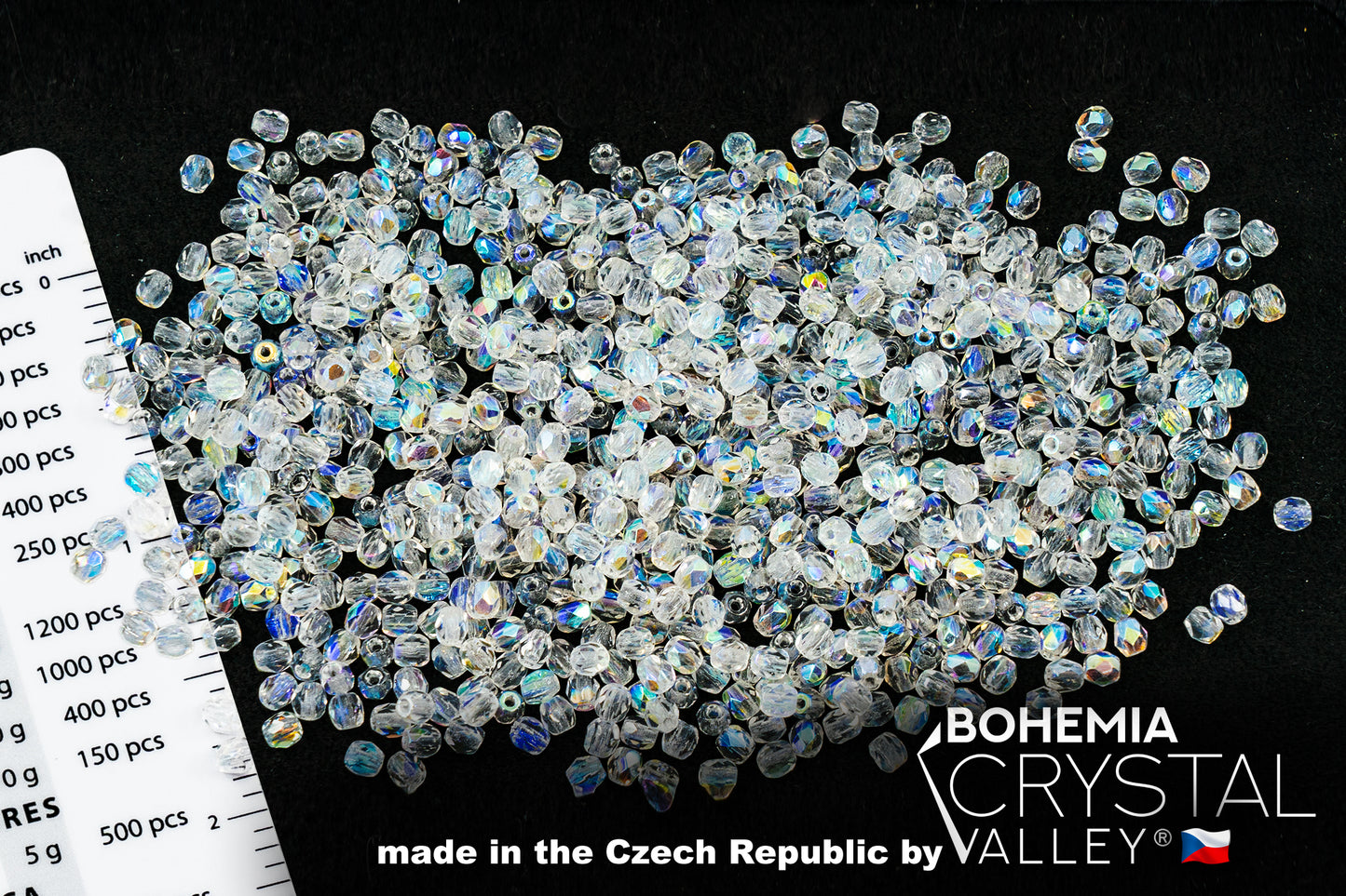 Faceted Fire Polished Pressed Czech Glass Beads, Crystal AB 00030-28701