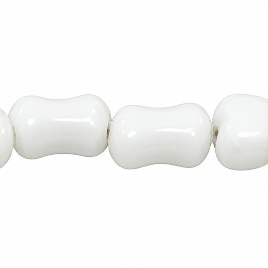 2-Hole Pressed Beads, Chalk White (3000), Glass, Czech Republic