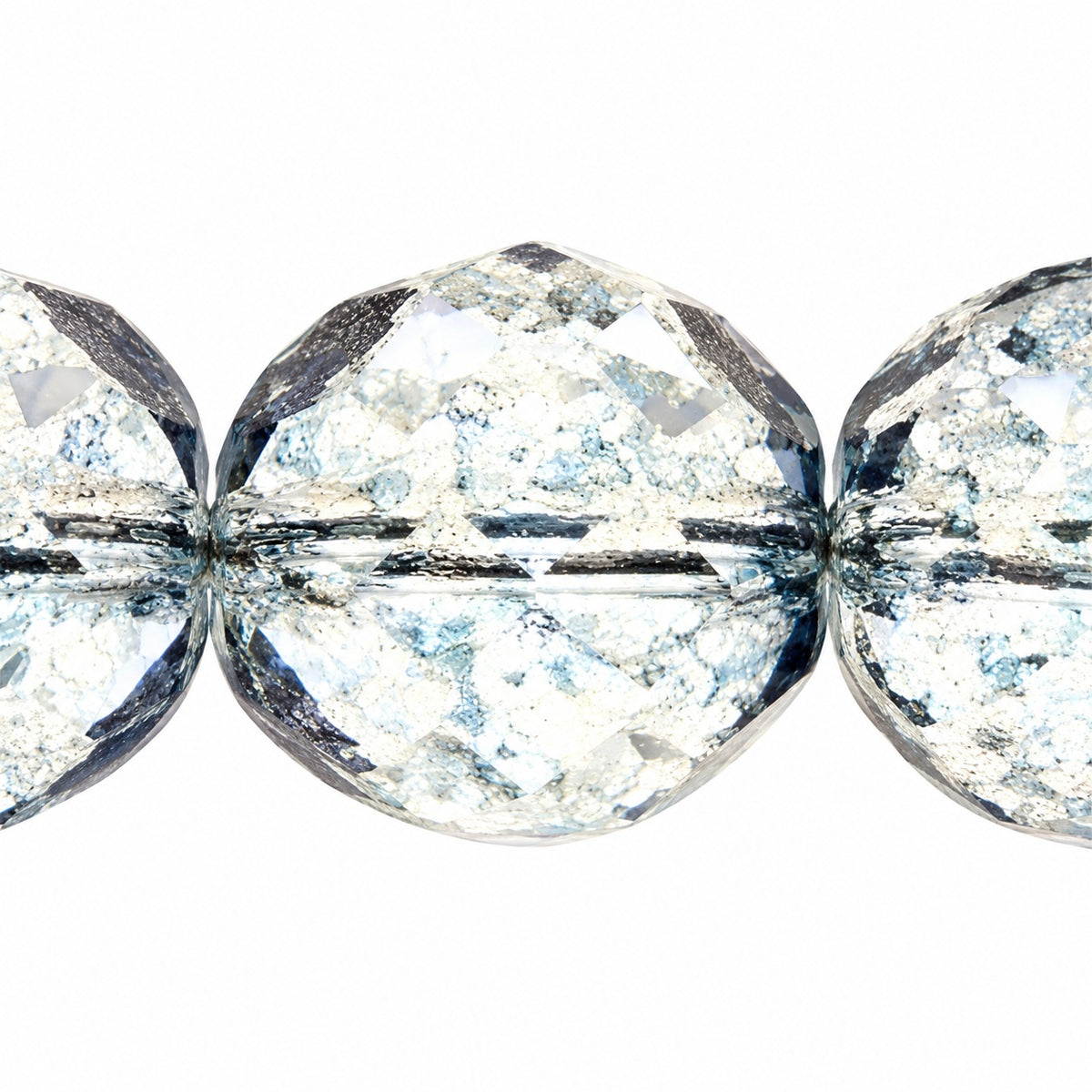 Faceted Round Fire Polished Beads, Crystal Terracotta Blue (00030-15464), Glass, Czech Republic