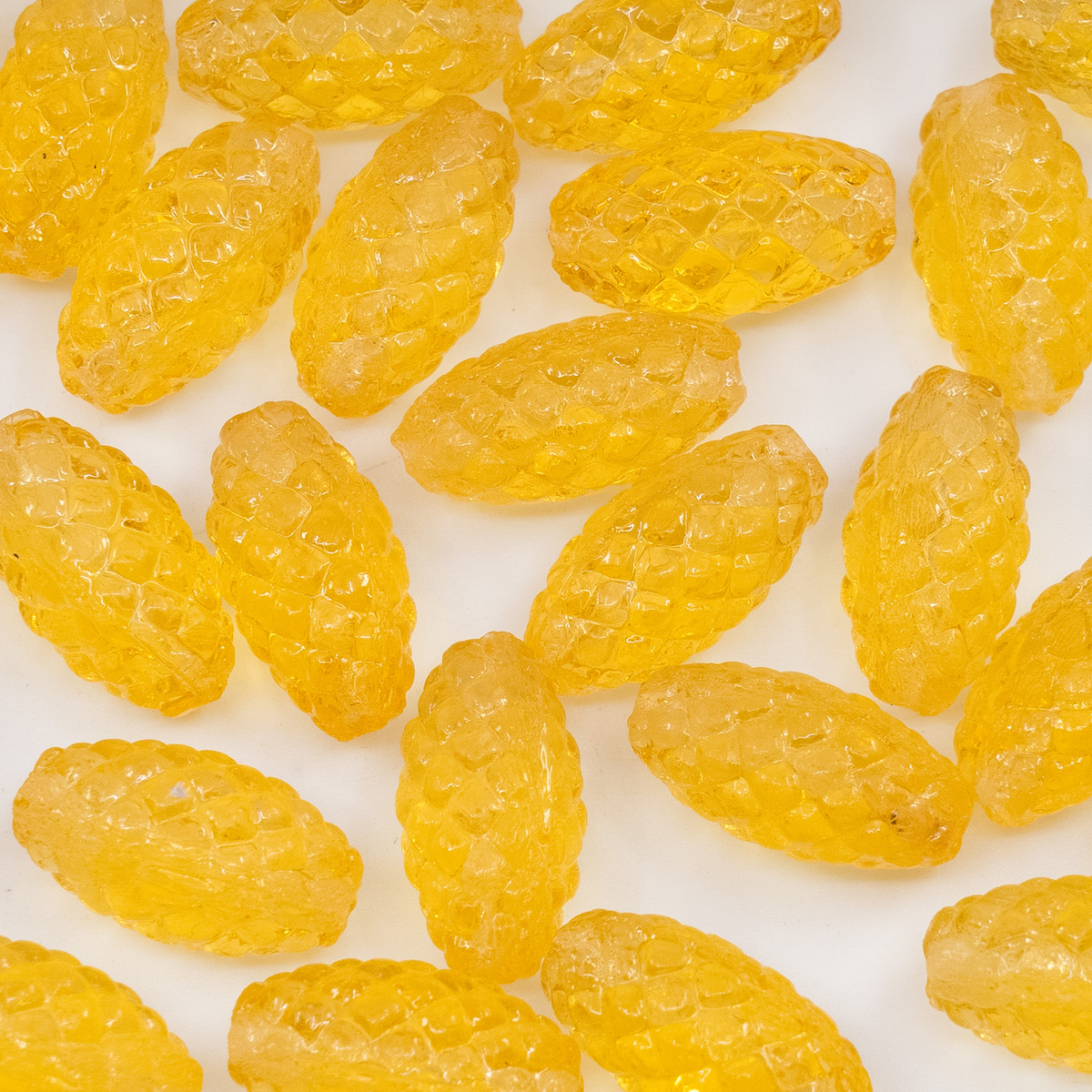 OUTLET 250g/50g Oval Pineapple Peassed Beads, 16 x 9 mm, Topaz Yellow Transparent (10010), Glass, Czech Republic