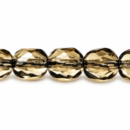 Shutter Cut Faceted Fire Polish Beads, Gray (40000), Glass, Czech Republic