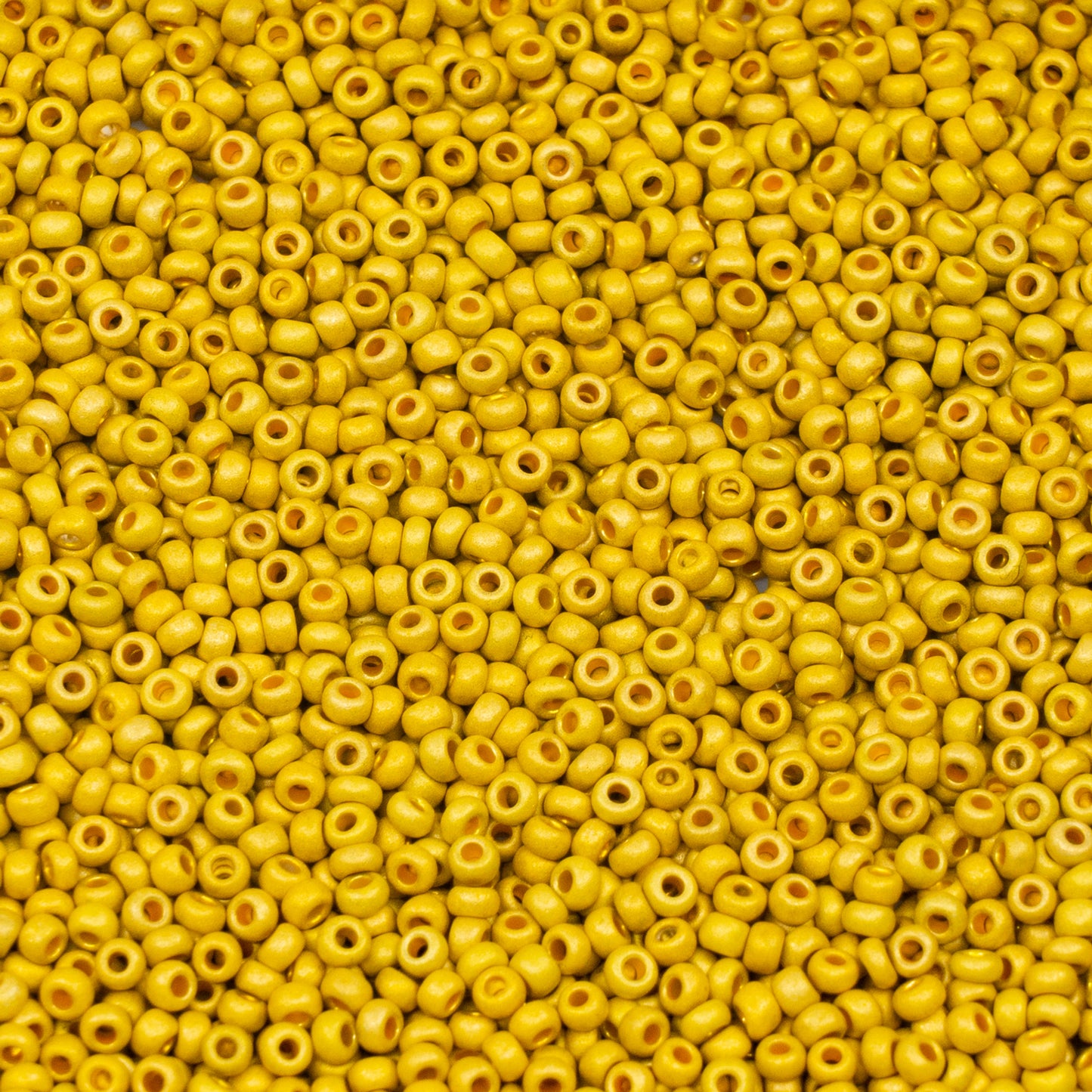 OUTLET 10 grams Preciosa Ornela Seed Beads, Round Hole, Loose, Mat, 10/0, yellow metallic dyed crystal (18586), Glass, Czech Republic