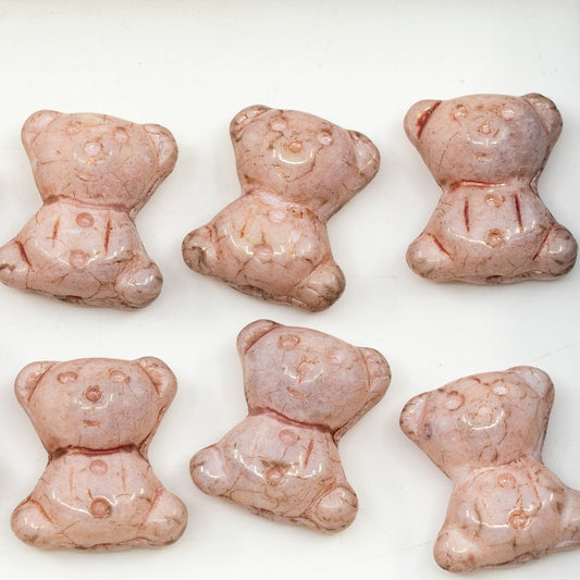 OUTLET 250 grams Cute Bear Beads, 20 x 9 mm, White Luster Lila (02010-14494), Glass, Czech Republic