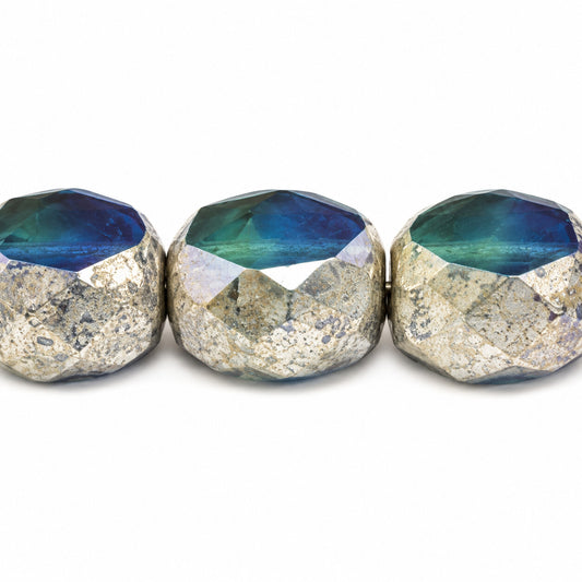 Cut & Faceted Fire Polished Beads, X0Xxx Antique Silver Patina Ab (x0xxx-81002-28701), Glass, Czech Republic