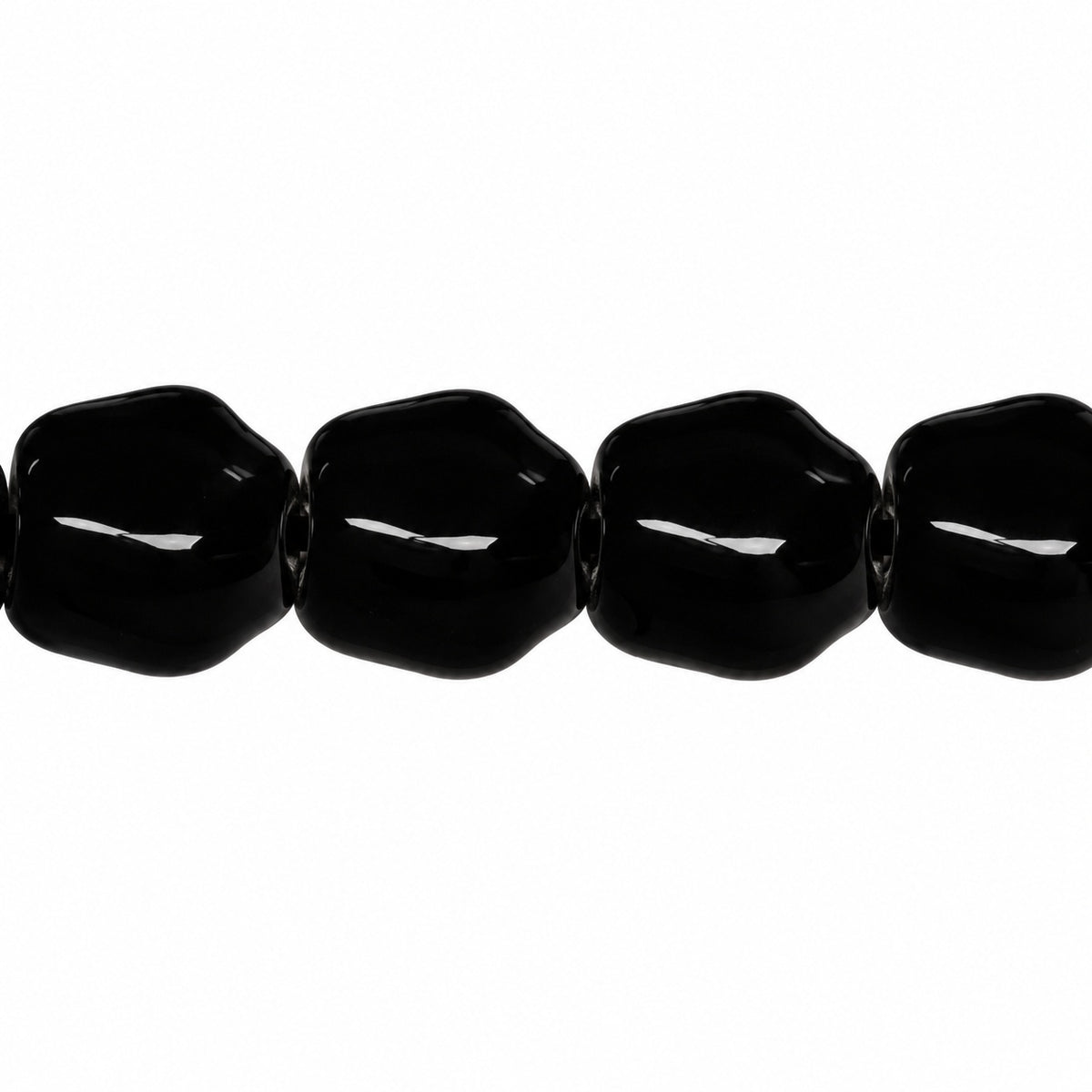 Sunset Flower Beads, Black (23980), Glass, Czech Republic