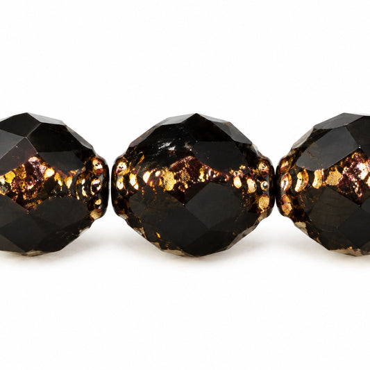 Wasp Special Cut Faceted Fire Polished Beads, Black Bronze (23980-14415), Glass, Czech Republic