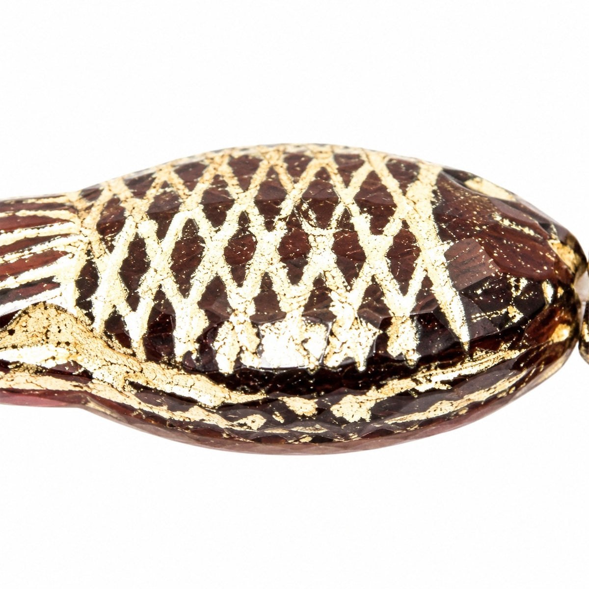 Fish Shaped Beads, Transparent Amethyst Gold Lined (20080-54202), Glass, Czech Republic