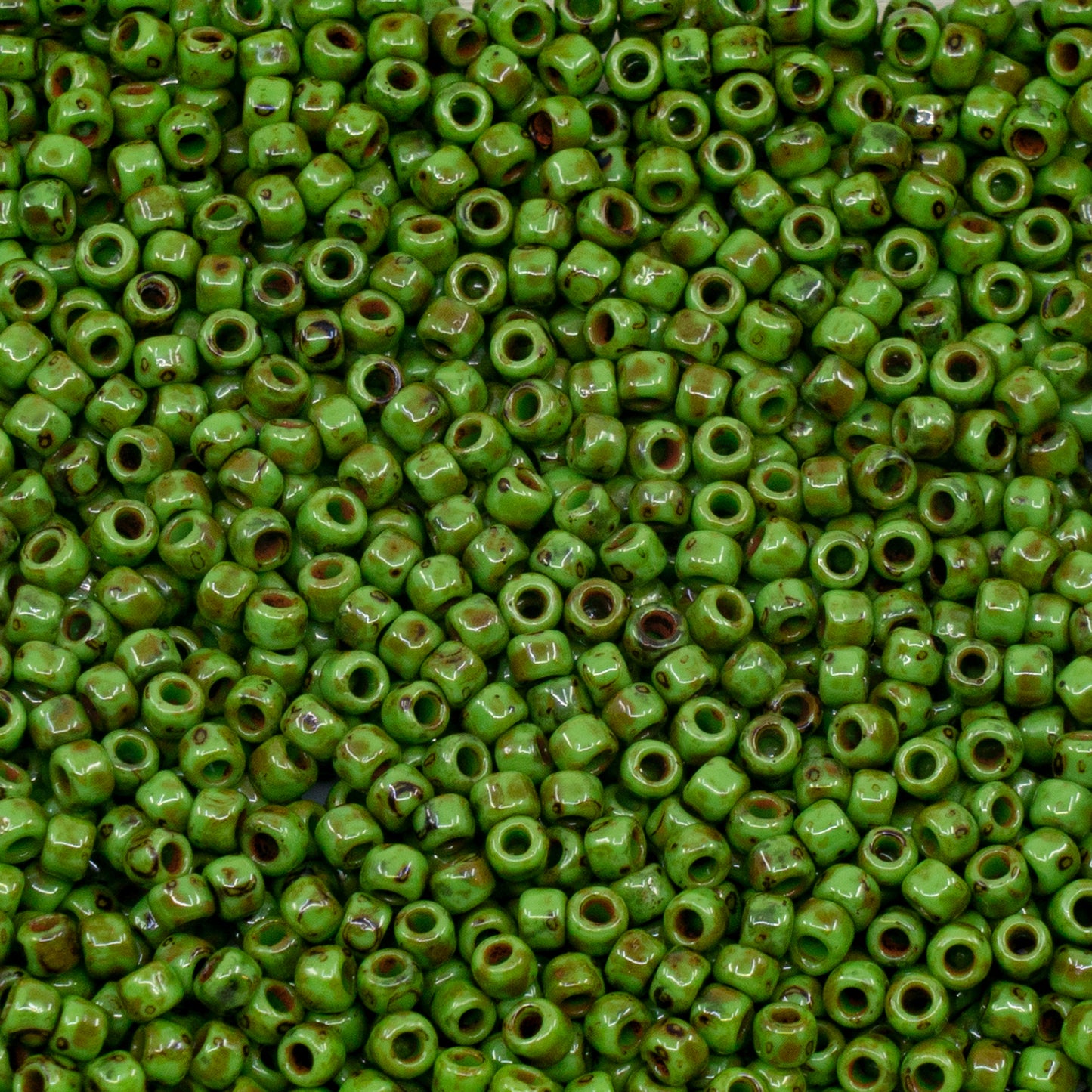 OUTLET 10g/50g TOHO Round Seed Beads Rocailles 11/0, Y321 - Hybrid Opaque Mint Green Picasso (#47-T), Glass, Japan