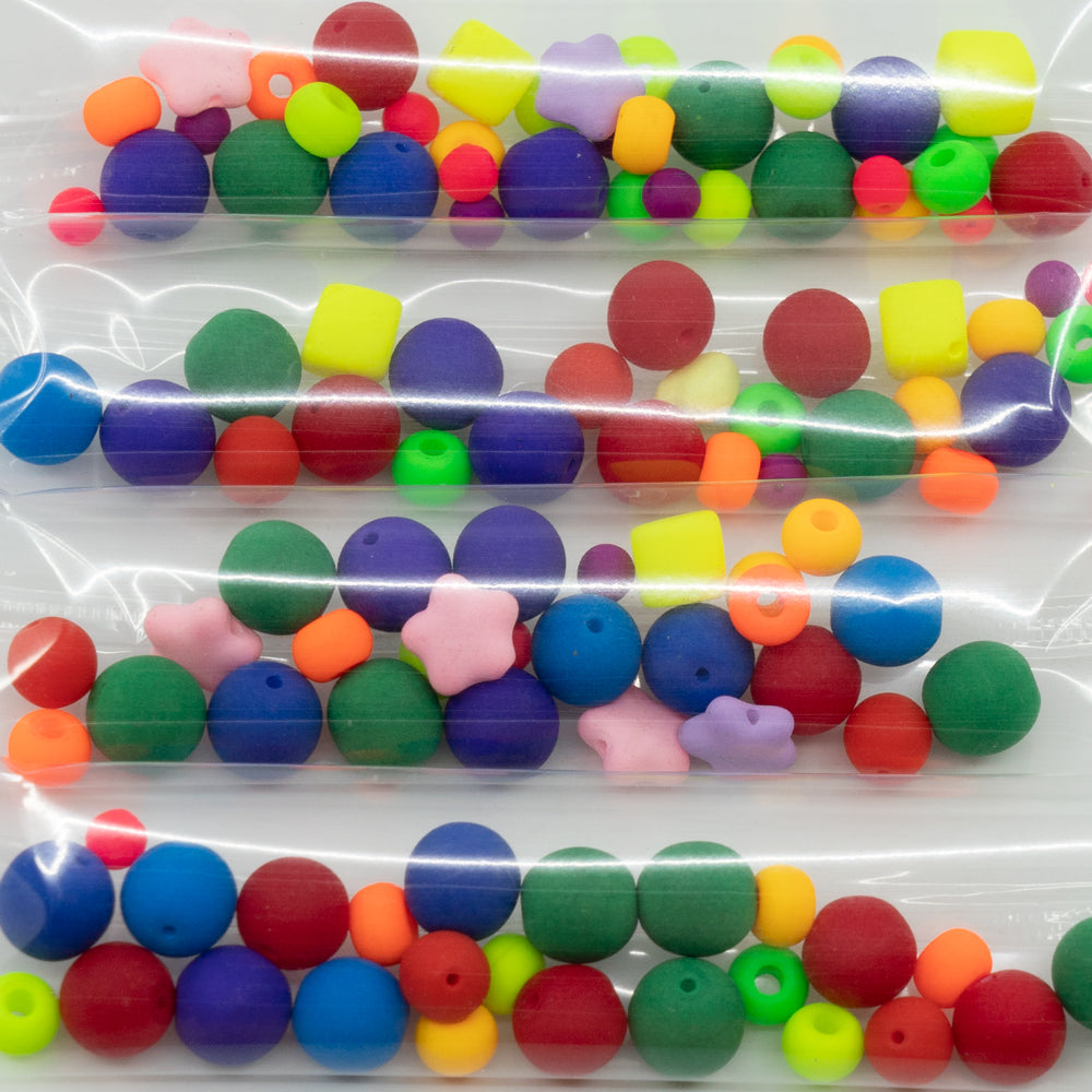 OUTLET 10 grams Round Druck Beads, size mix, X Neon Different Shapes (x-neon-different-shapes), Glass, Czech Republic