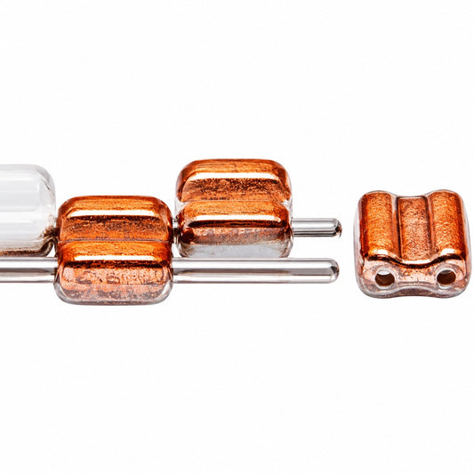 Silky 2-Hole Square Beads, White Rose Gold Capri (02010-27101), Glass, Czech Republic