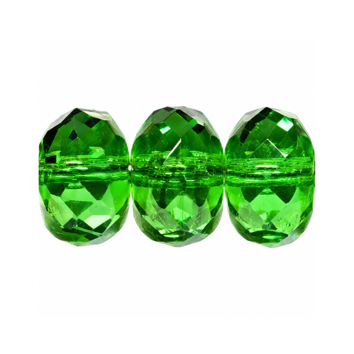 Special Cut Faceted Fire Polished Beads, Transparent Green (50110), Glass, Czech Republic