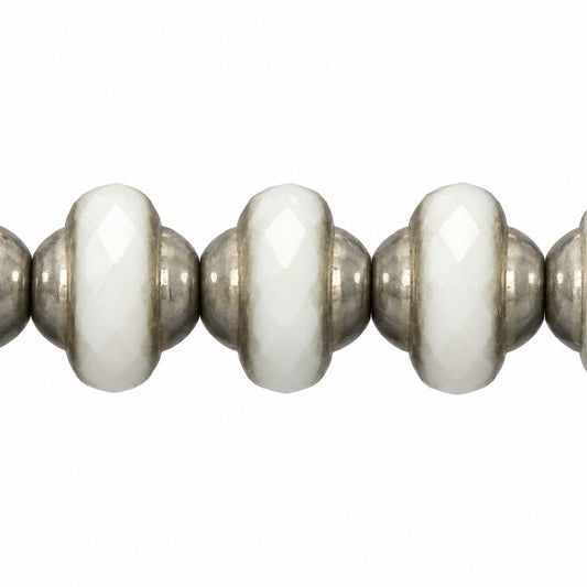 Faceted Special Cut Beads Ufo, Chalk White Platin (03000-13702), Glass, Czech Republic