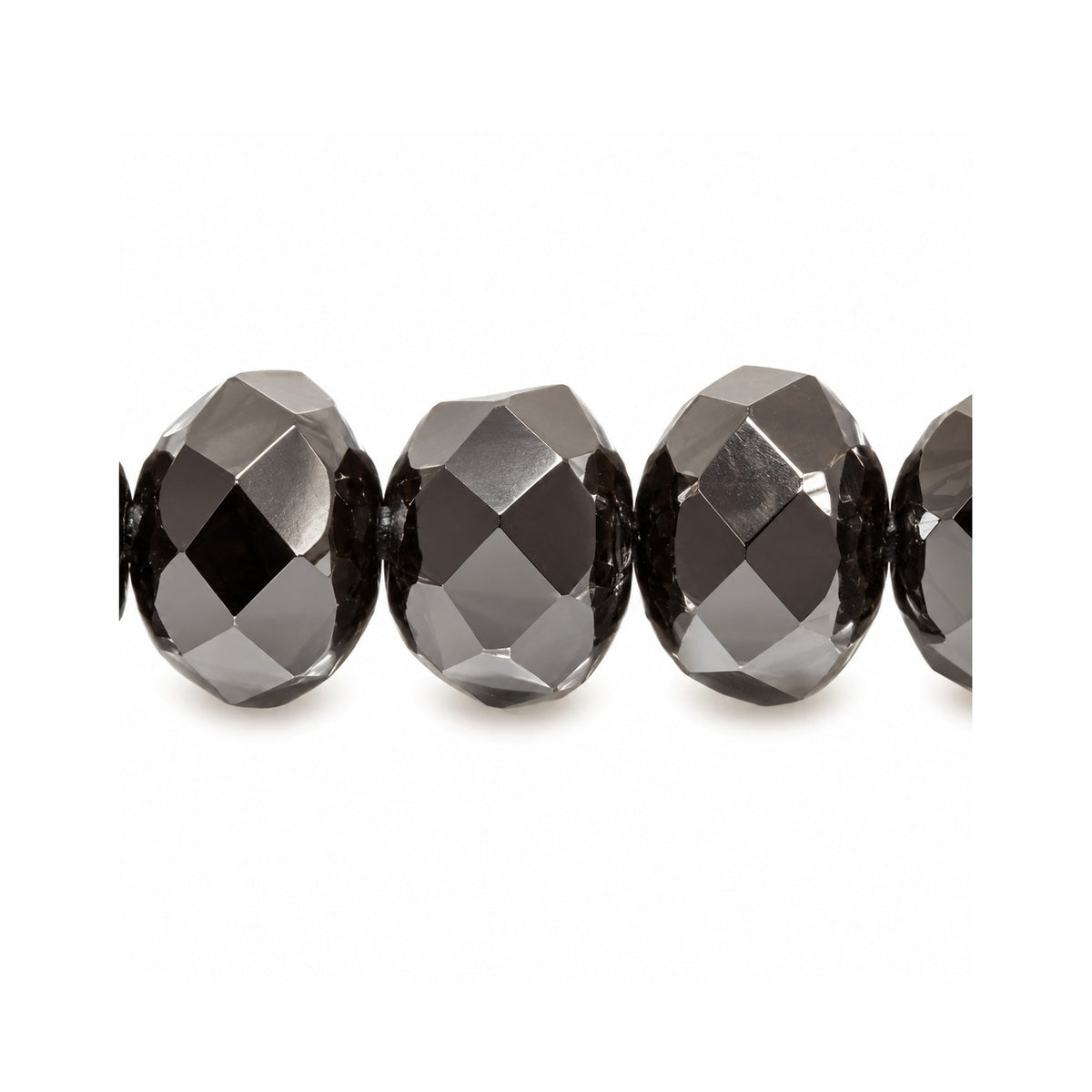 Rondelle Faceted Fire Polish Beads, Black Rembrandt Travertin (23980-43500), Glass, Czech Republic