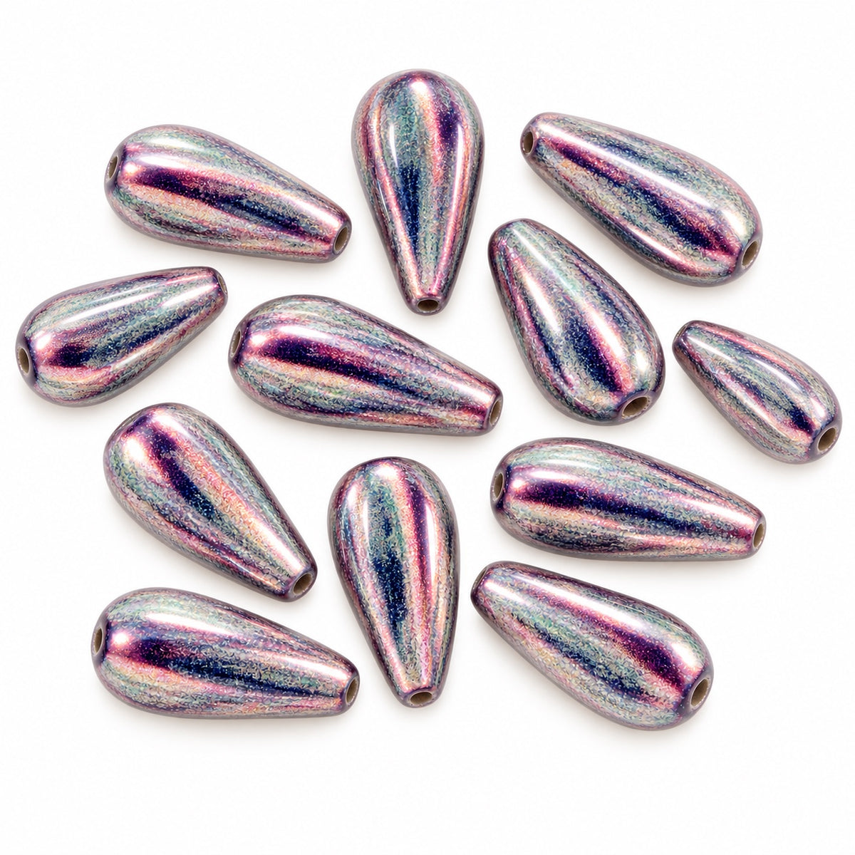 Drop Melon Beads, Rich Blue Vega Iris Blue Lined (33060-15781-54325), Glass, Czech Republic