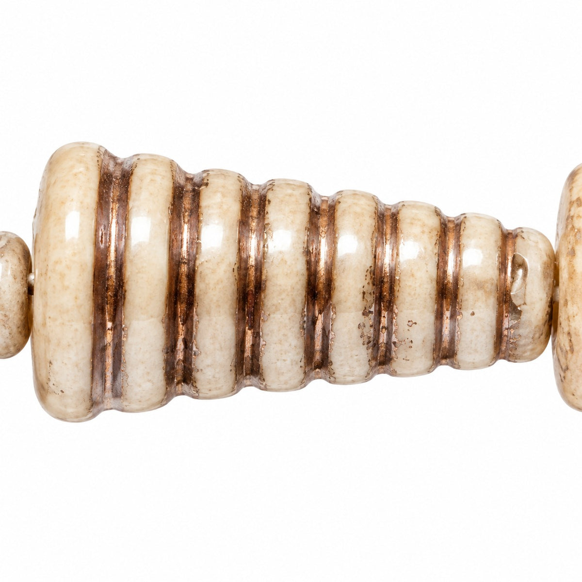 Cone Beads - Hole Through The Whole Bead, Chalk White Luster Brown Full Coated Copper Lined (03000-14413-54324), Glass, Czech Republic