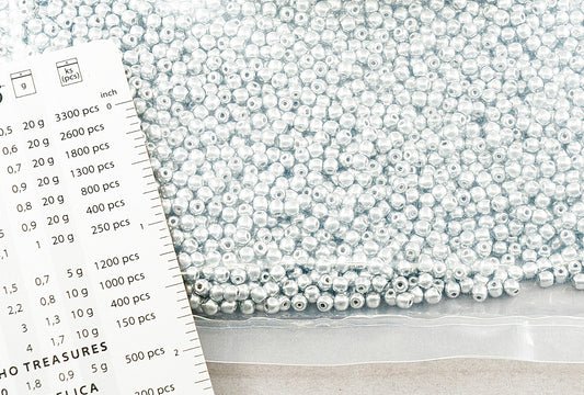 OUTLET 250g Round Pressed Druck Beads , 3 x 3 mm, Chalk White Silver Matte (03000-01700), Glass, Czech Republic