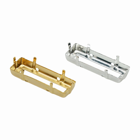 Rectangle Baguette Metal Settings with Prongs for Stone Glass Crystals - Different colors and Sizes - For sewing / soldering