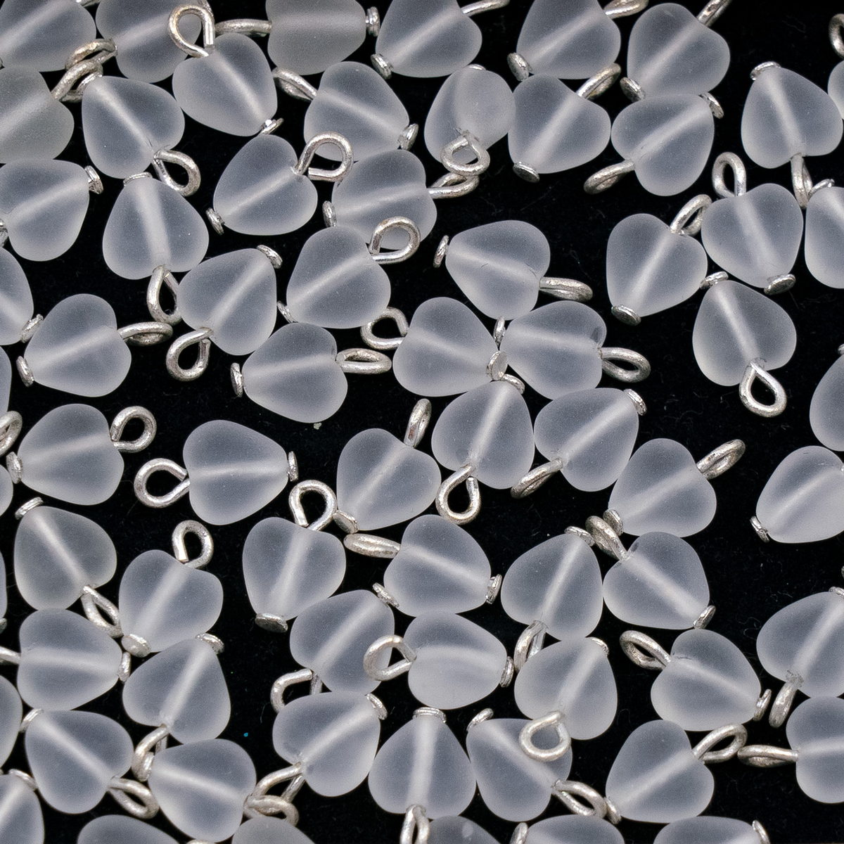 OUTLET 250g/50g Heart Beads, 6 x 6 mm, Crystal Matte Loop (00030-84100-loop), Glass, Czech Republic