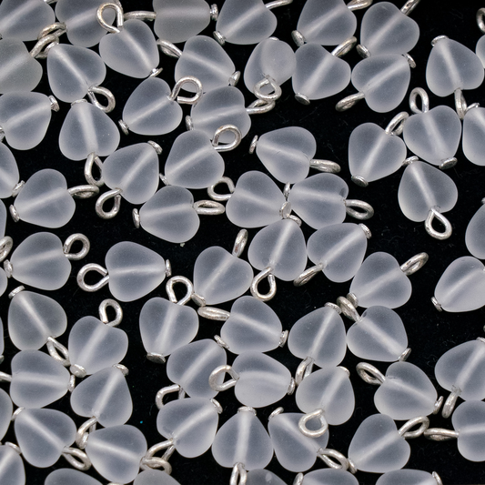 OUTLET 250g/50g Heart Beads, 6 x 6 mm, Crystal Matte Loop (00030-84100-loop), Glass, Czech Republic