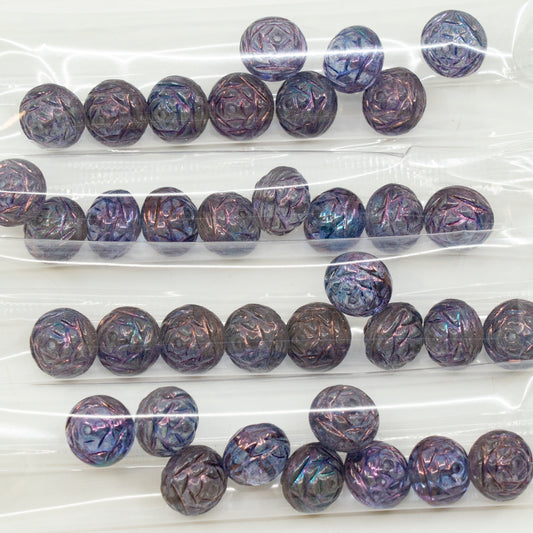 OUTLET 10 grams Cathedral Faceted Fire Polished Beads, 10 x 11 mm, Crystal Purple (00030-15726), Glass, Czech Republic