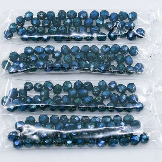 OUTLET 10 grams Faceted Round Fire Polished Beads, 6 x 6 mm, Black 72166 (23980-72166), Glass, Czech Republic