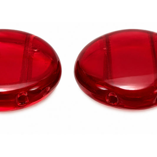 2-Hole Coin Beads, Transparent Red (90110), Glass, Czech Republic