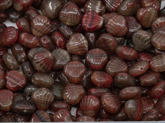 OUTLET 小扁贝壳珠，8x7 毫米，玻璃，捷克共和国