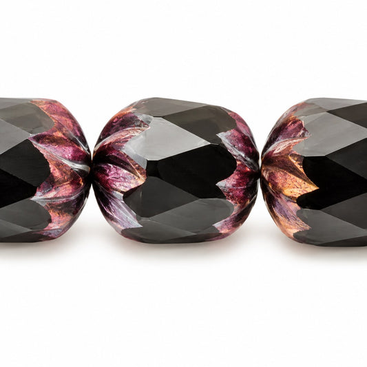 Faceted Fire Polished Beads Special Cut, Black Matte Vega Iris (23980-84110-15781), Glass, Czech Republic