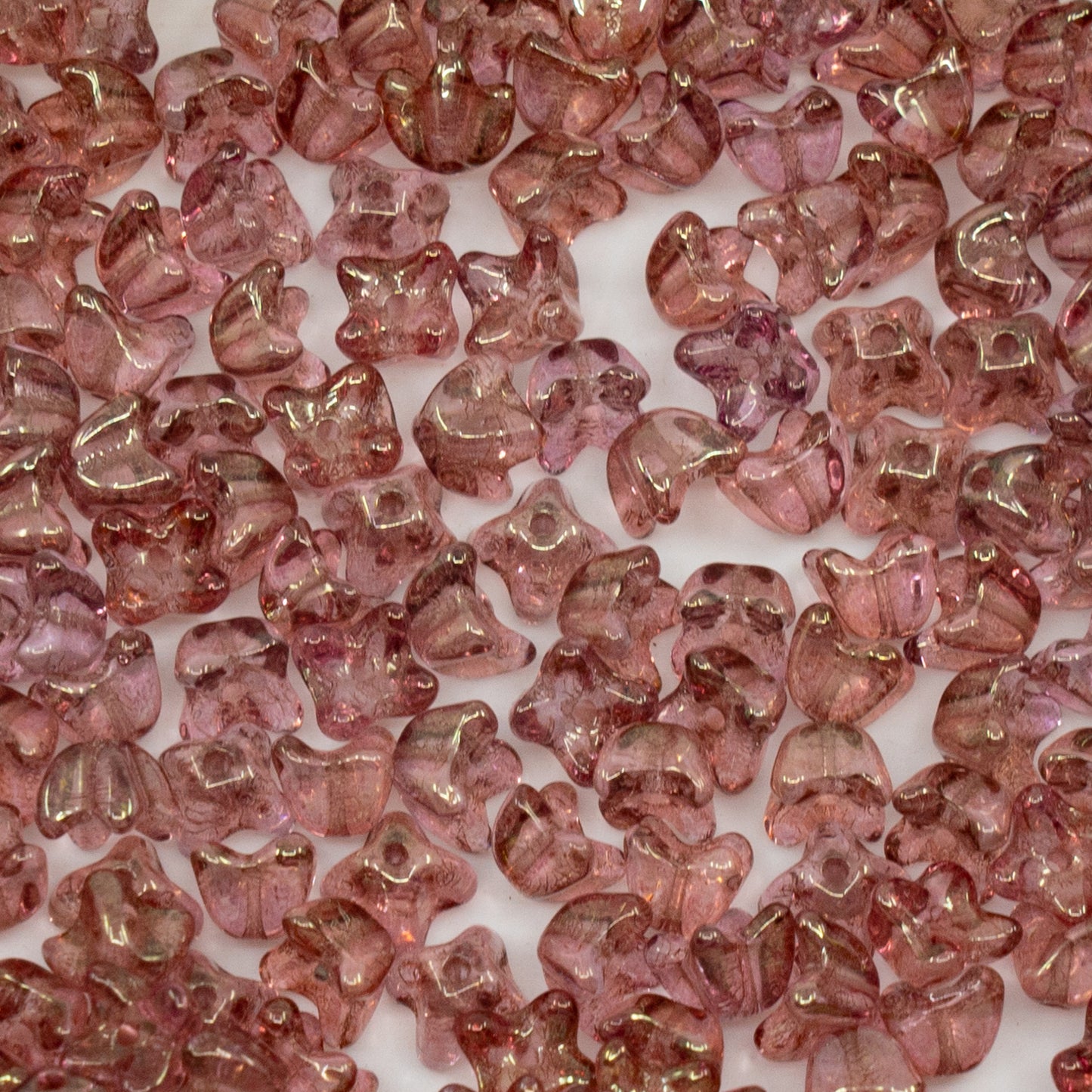 OUTLET 250g/50g Lilac Flower, 6 x 6 mm, Crystal Luster Red Full Coated (00030-14495), Glass, Czech Republic