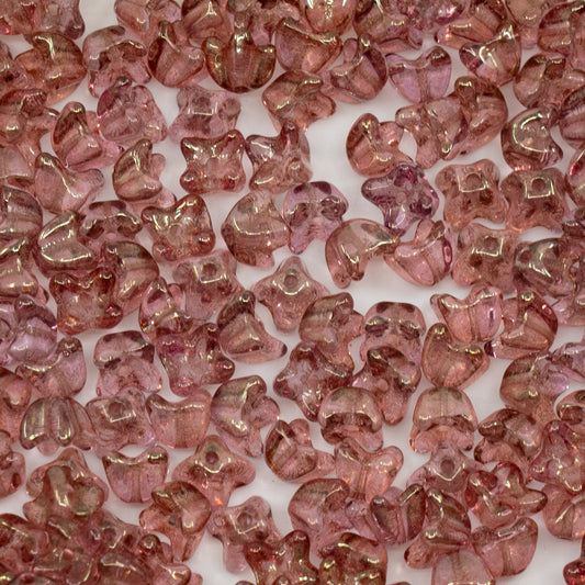 アウトレット 250g/50g ライラックフラワー、6 x 6 mm、クリスタルラスターレッドフルコーティング（00030-14495）、ガラス、チェコ共和国