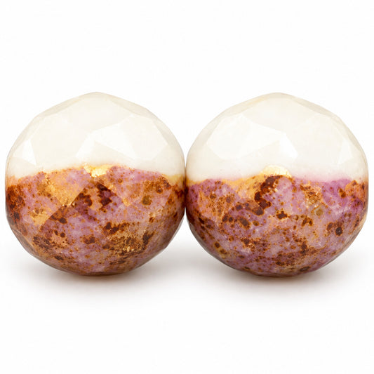 Cut & Faceted Fire Polished Beads, Chalk White Stain With Luster Blue (03000-65431), Glass, Czech Republic