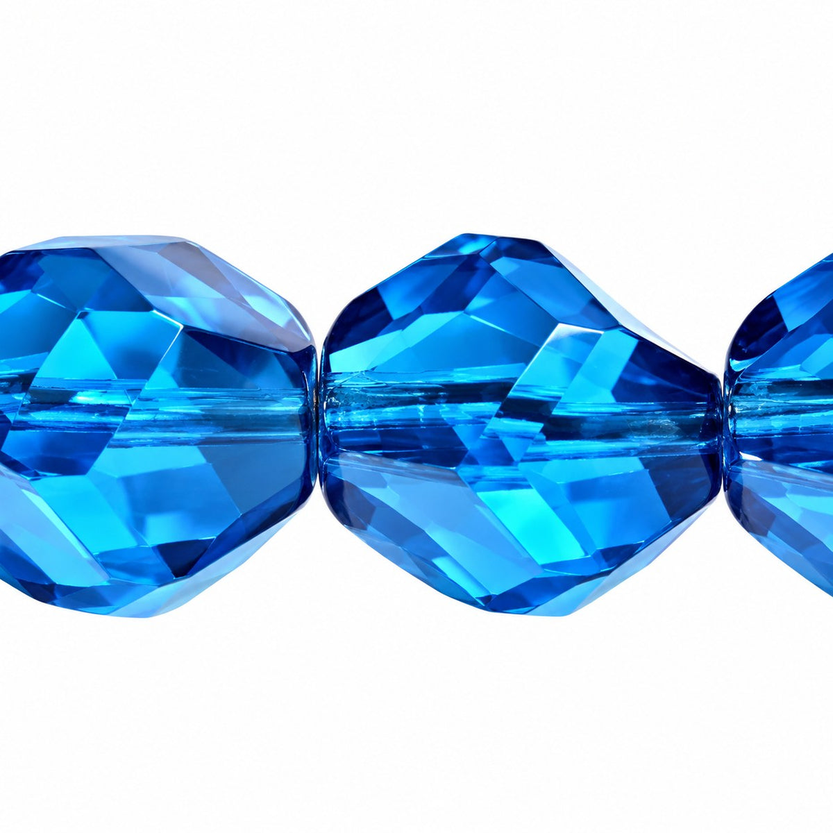 Fire Polished Faceted Stone-Like Beads Special Cut, Transparent Aqua (60080), Glass, Czech Republic