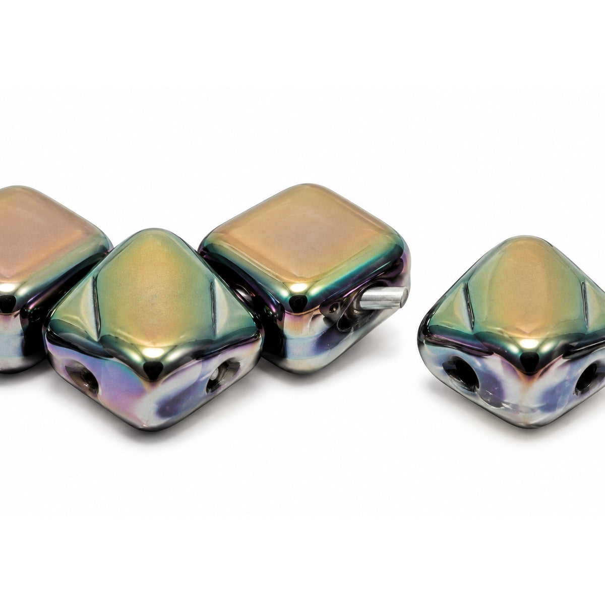 Silky 2-Hole Square Beads, Black 22500 (23980-22500), Glass, Czech Republic