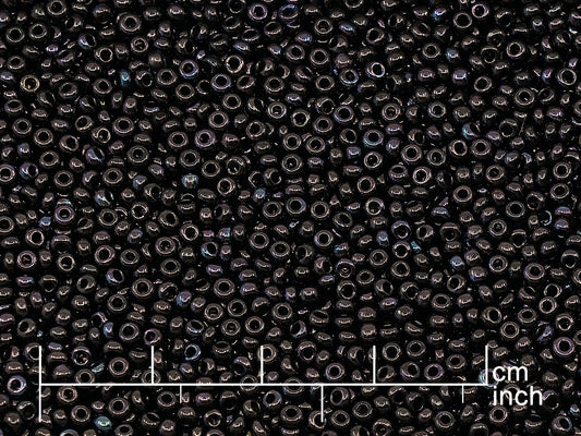 OUTLET Rocailles Seed Beads Preciosa Ornela size 10/0, Black Luster Violet Full Coated Black (23980-14496), Glass, Czech Republic