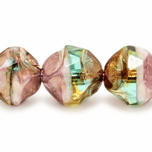 Special Cut Faceted Fire Polished Beads. Smashed, Ts044 Bronze (ts044-14415), Glass, Czech Republic