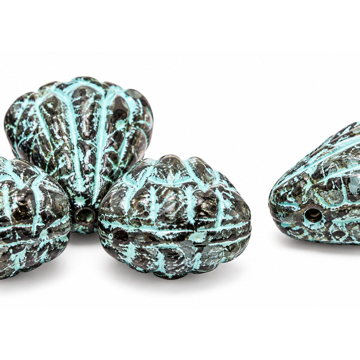 Flower Beads, Black 96816 (23980-96816), Glass, Czech Republic