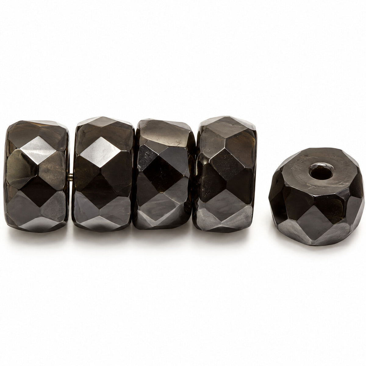 Faceted Special Cut Beads Rondelle, Black (23980), Glass, Czech Republic