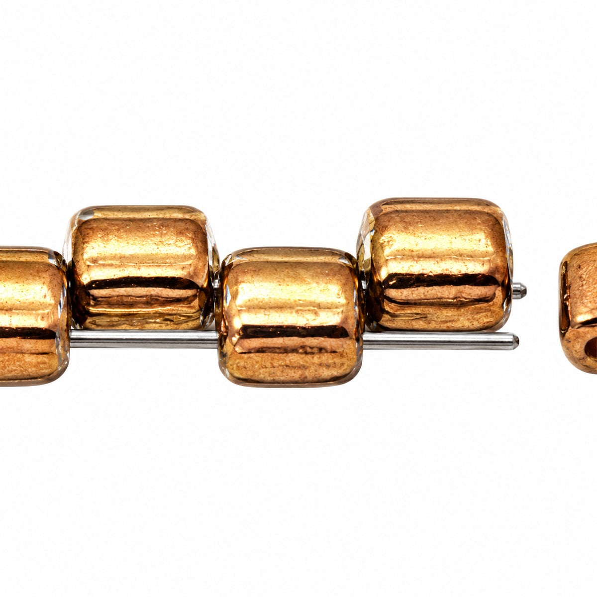 2-Hole Square Beads, Crystal Brass (00030-90215), Glass, Czech Republic