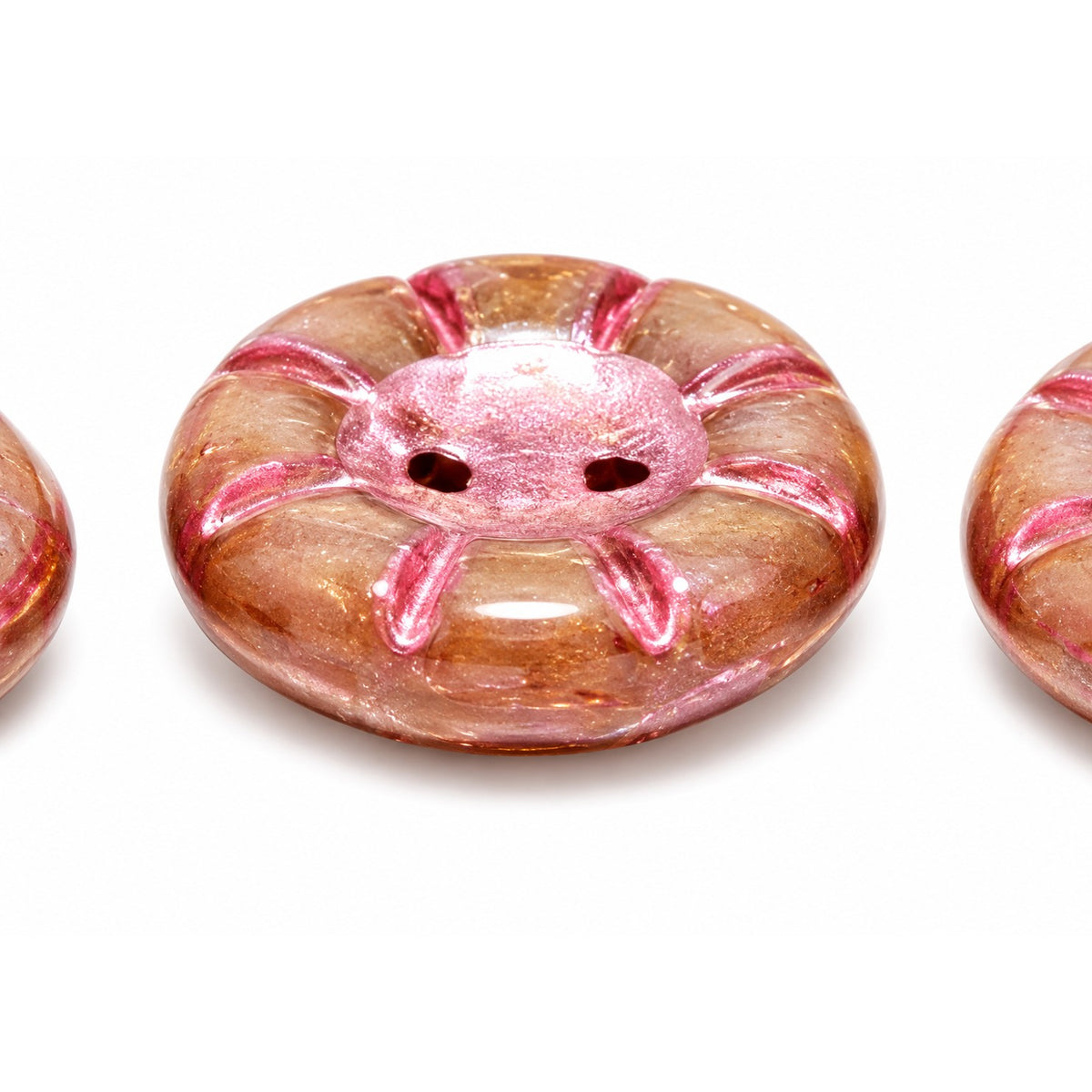 Button Pressed 2-Hole Beads, Purple  96829 (23020-96829), Glass, Czech Republic