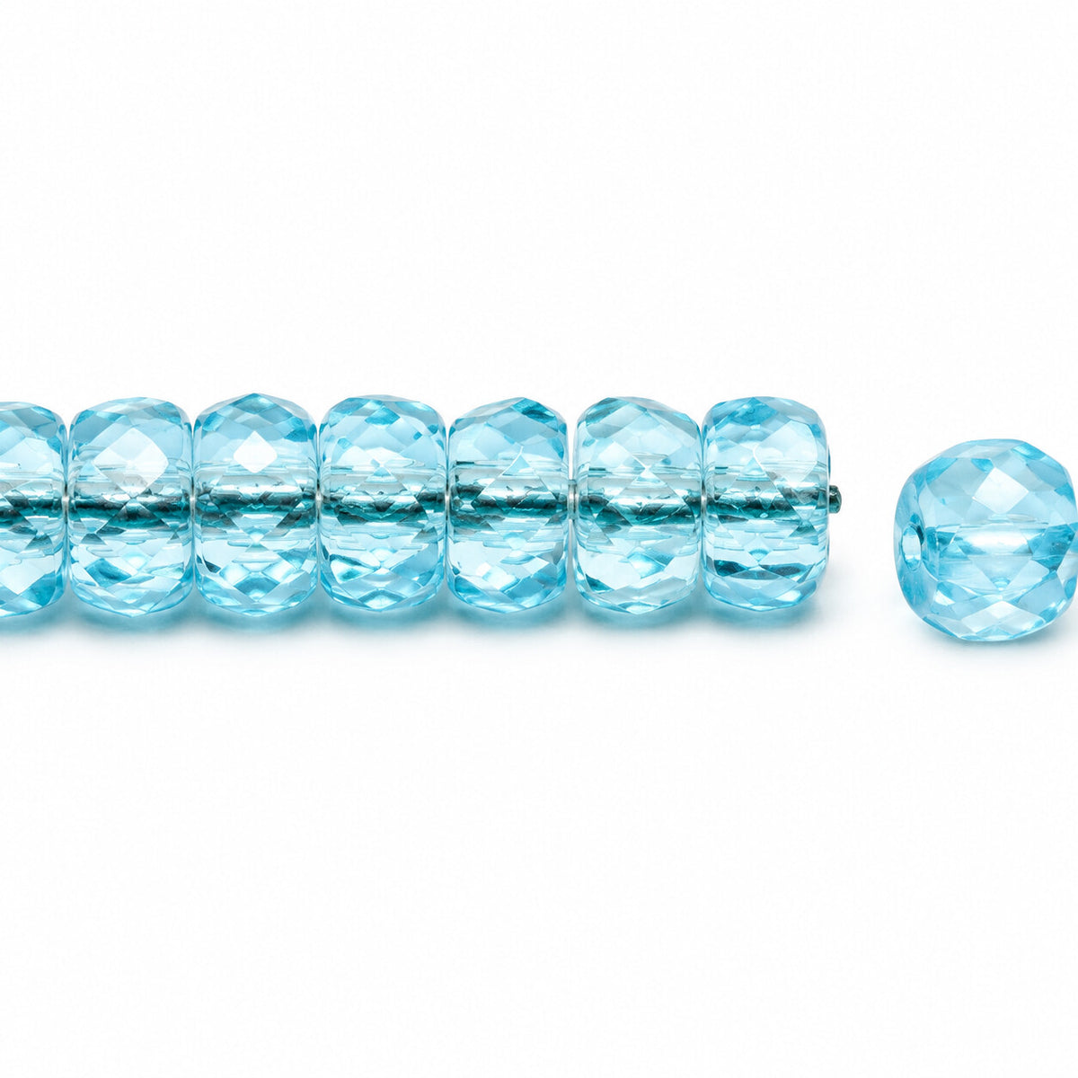 Faceted Special Cut Beads Rondelle, Transparent Aqua Ab (60010-28701), Glass, Czech Republic