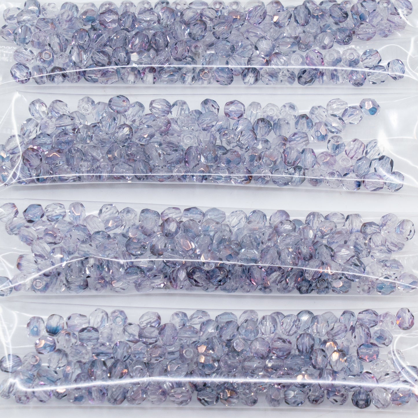 OUTLET 10 grams Faceted Round Fire Polished Beads, 4 x 4 mm, Crystal Purple Flare (00030-purple-flare), Glass, Czech Republic